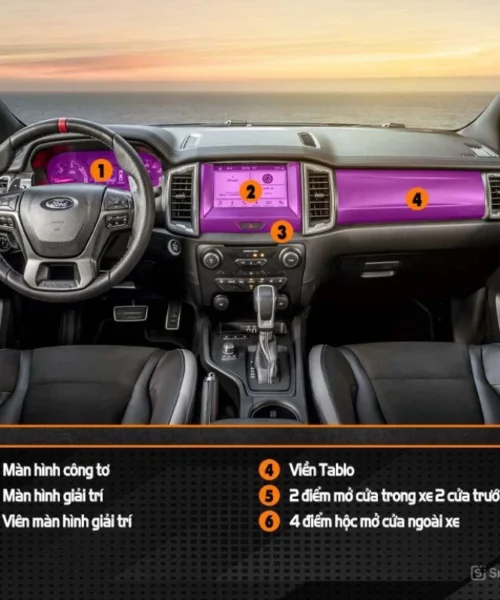 Dán PPF nội thất Ford Ranger chống trầy xước, tạo độ bóng sâu 5