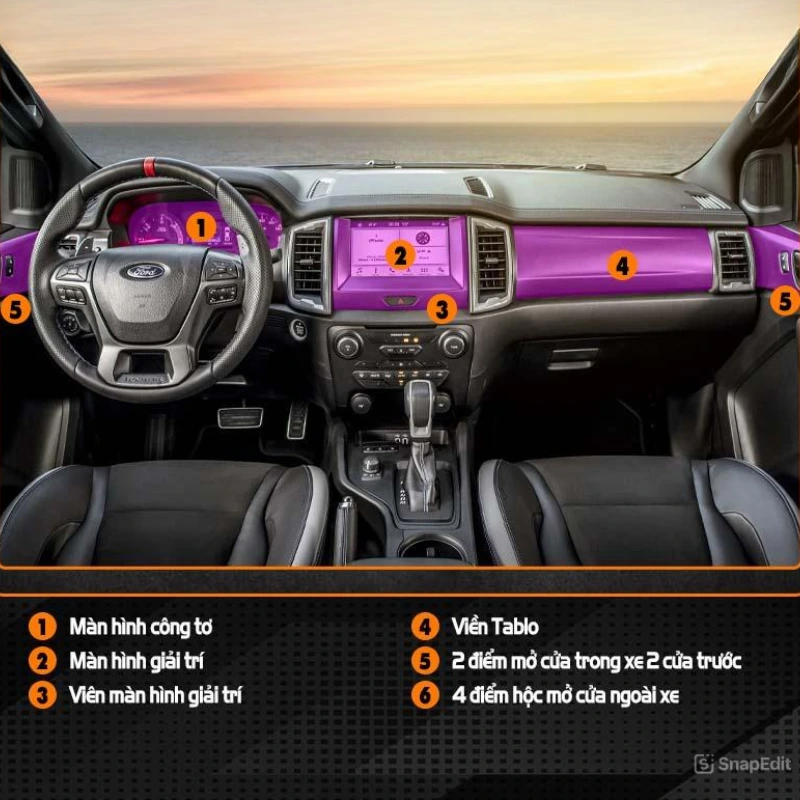 Film Ppf Dán Chống Xước Nội Thất Ô Tô Ford Ranger 1 Dán Ppf Nội Thất Ford Ranger Chống Trầy Xước, Tạo Độ Bóng Sâu 5