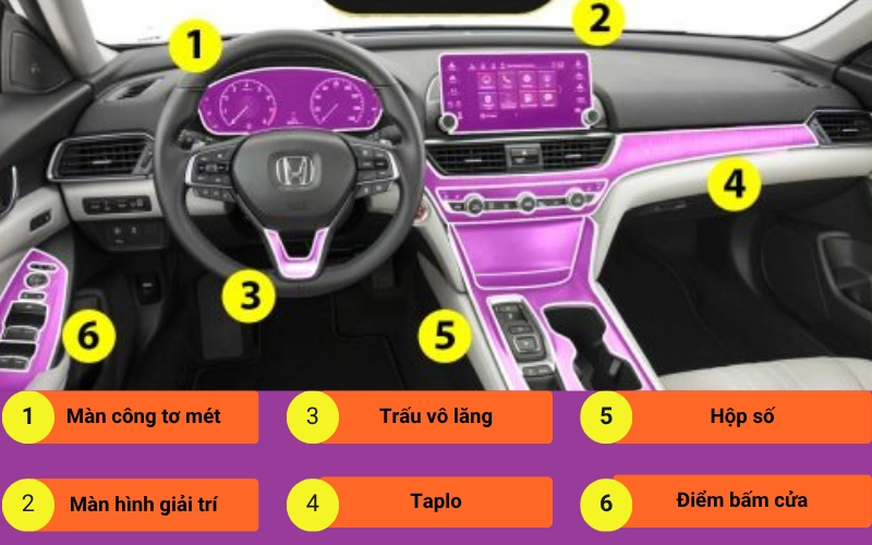 Những Vị Trí Nên Dán Ppf Nội Thất Trên Honda Accord Để Bảo Vệ Tối Ưu