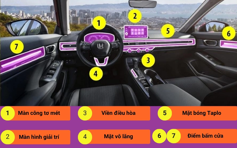 Những Điểm Dễ Hư Tổn Trên Nội Thất Honda Civic Cần Dán Ppf Ngay