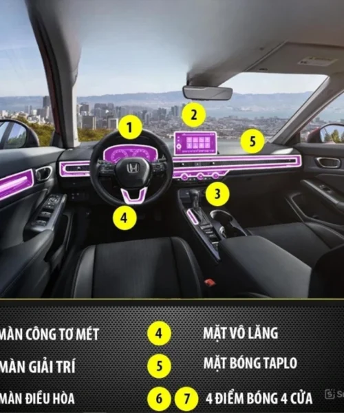 Dán Ppf Nội Thất Honda Civic Chống Xước Bảo Vệ Mọi Chi Tiết 6