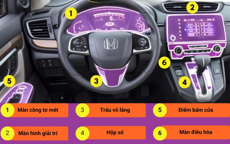 Những Vị Trí Nội Thất Nên Dán Ppf Nội Thất Honda Crv