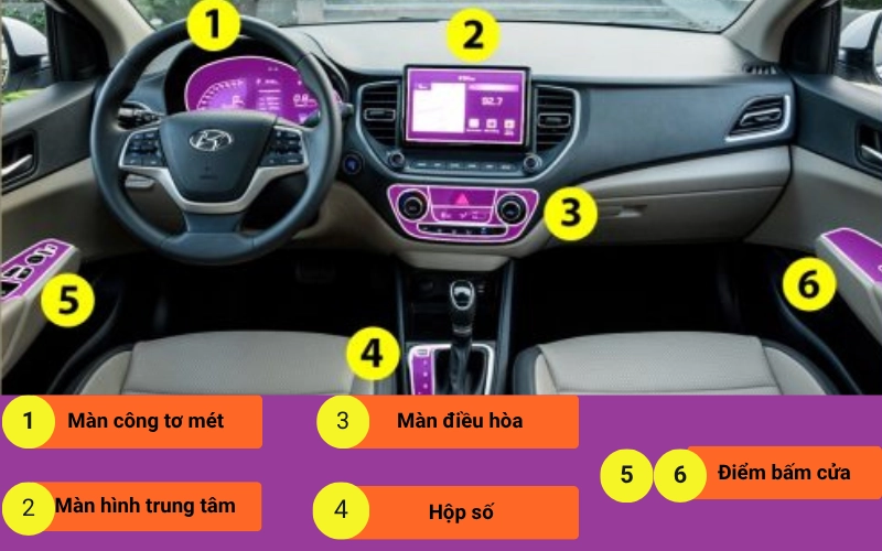 Những Khu Vực Nội Thất Hyundai Accent Dễ Trầy Xước Cần Được Bảo Vệ Sớm Bằng Ppf